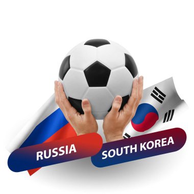 Soccer football competition match, national teams russia vs south korea