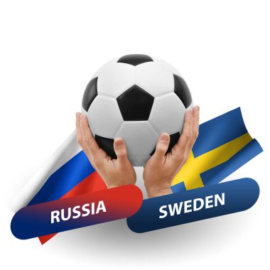 Soccer football competition match, national teams russia vs sweden