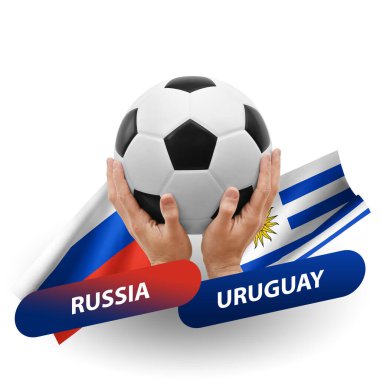 Soccer football competition match, national teams russia vs uruguay