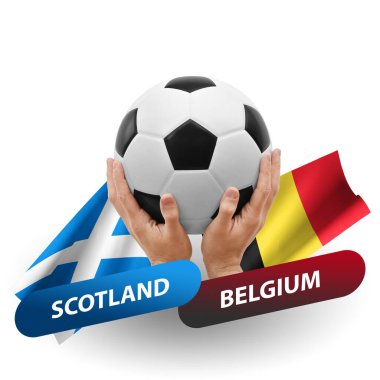 Soccer football competition match, national teams scotland vs belgium