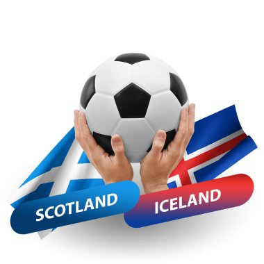 Soccer football competition match, national teams scotland vs iceland