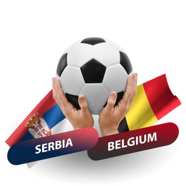 Soccer football competition match, national teams serbia vs belgium