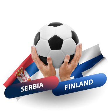 Soccer football competition match, national teams serbia vs finland