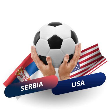 Soccer football competition match, national teams serbia vs usa