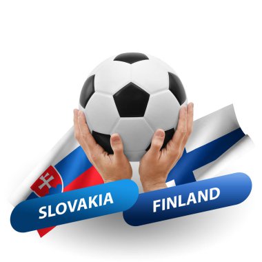 Soccer football competition match, national teams slovakia vs finland