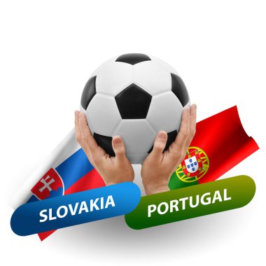 Soccer football competition match, national teams slovakia vs portugal
