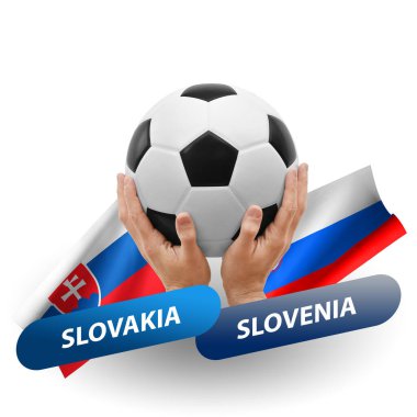 Soccer football competition match, national teams slovakia vs slovenia