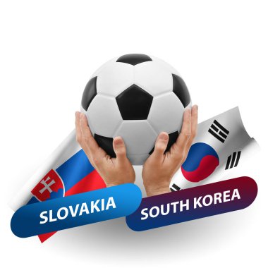 Soccer football competition match, national teams slovakia vs south korea