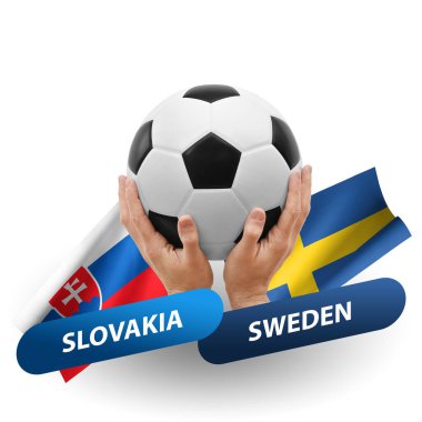 Soccer football competition match, national teams slovakia vs sweden