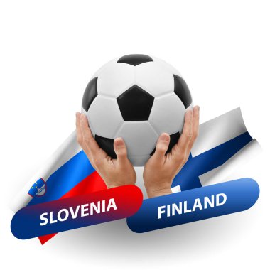 Soccer football competition match, national teams slovenia vs finland