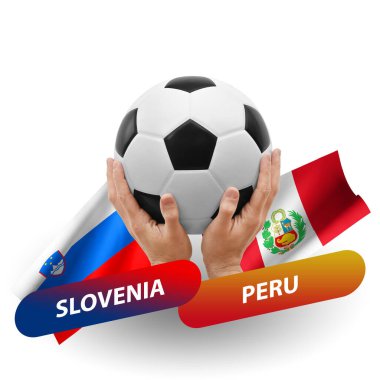 Soccer football competition match, national teams slovenia vs peru
