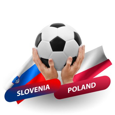 Soccer football competition match, national teams slovenia vs poland