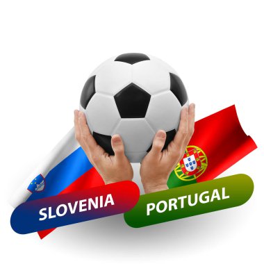 Soccer football competition match, national teams slovenia vs portugal