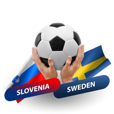 Soccer football competition match, national teams slovenia vs sweden
