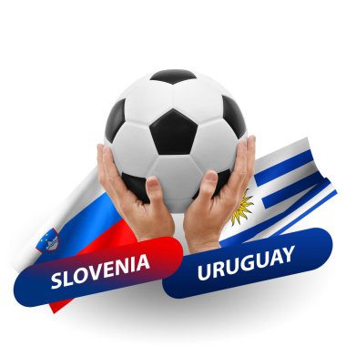 Soccer football competition match, national teams slovenia vs uruguay