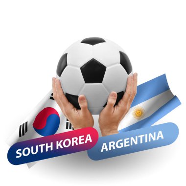 Soccer football competition match, national teams south korea vs argentina