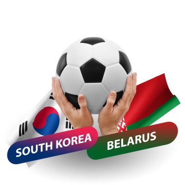 Soccer football competition match, national teams south korea vs belarus