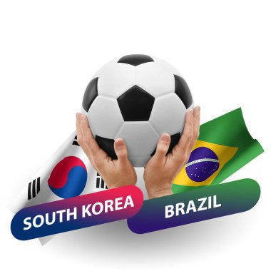 Soccer football competition match, national teams south korea vs brazil