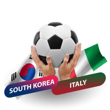 Soccer football competition match, national teams south korea vs italy