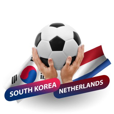 Soccer football competition match, national teams south korea vs netherlands