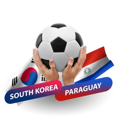 Soccer football competition match, national teams south korea vs paraguay