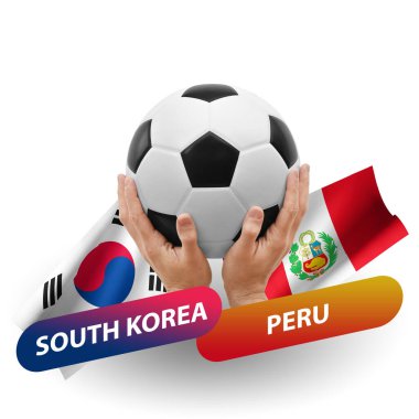 Soccer football competition match, national teams south korea vs peru