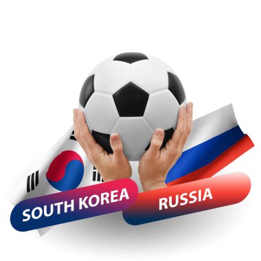Soccer football competition match, national teams south korea vs russia