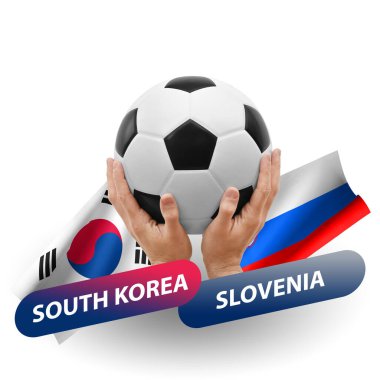 Soccer football competition match, national teams south korea vs slovenia