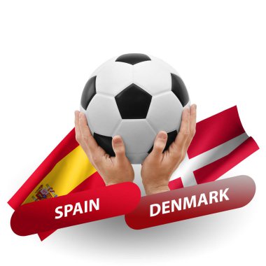 Soccer football competition match, national teams spain vs denmark