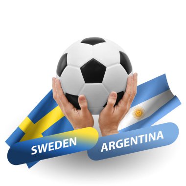 Soccer football competition match, national teams sweden vs argentina