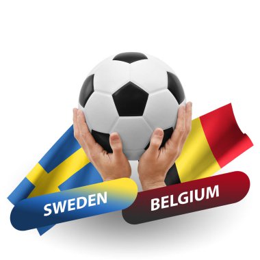 Soccer football competition match, national teams sweden vs belgium
