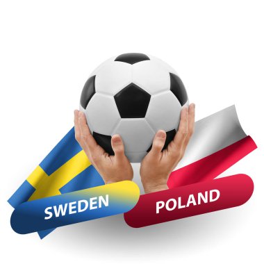 Soccer football competition match, national teams sweden vs poland