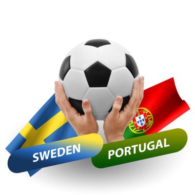 Soccer football competition match, national teams sweden vs portugal
