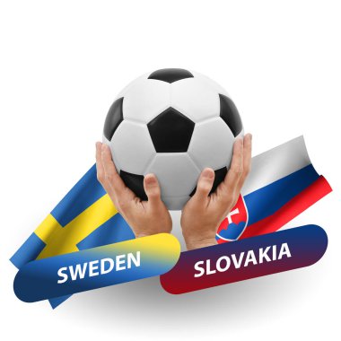 Soccer football competition match, national teams sweden vs slovakia