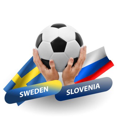Soccer football competition match, national teams sweden vs slovenia