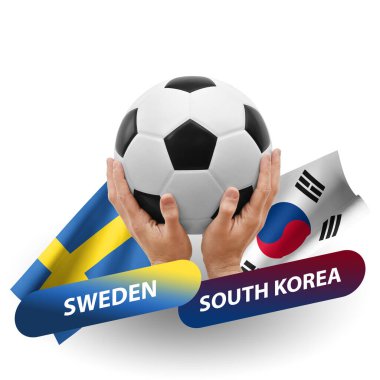 Soccer football competition match, national teams sweden vs south korea