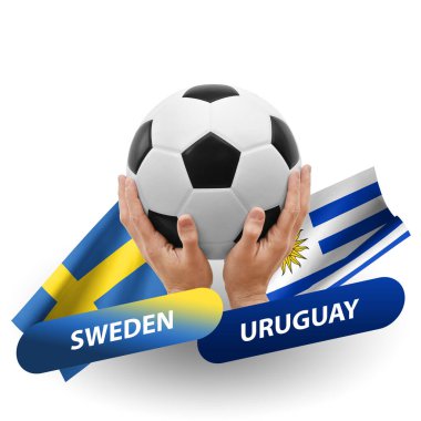 Soccer football competition match, national teams sweden vs uruguay