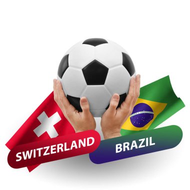 Soccer football competition match, national teams switzerland vs brazil