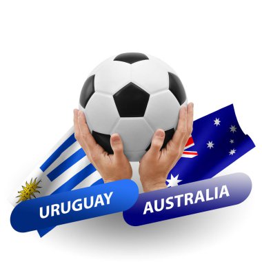 Soccer football competition match, national teams uruguay vs australia
