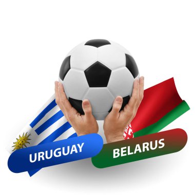 Soccer football competition match, national teams uruguay vs belarus