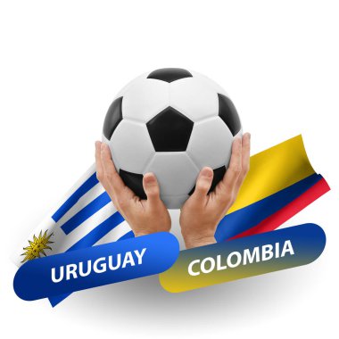 Soccer football competition match, national teams uruguay vs colombia