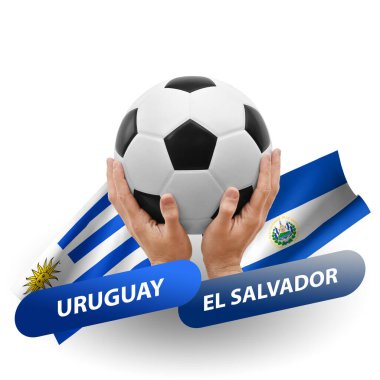 Soccer football competition match, national teams uruguay vs el salvador