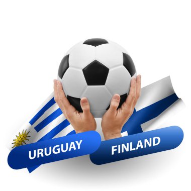 Soccer football competition match, national teams uruguay vs finland