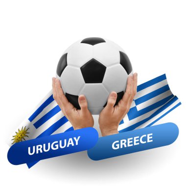 Soccer football competition match, national teams uruguay vs greece