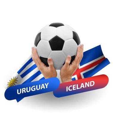 Soccer football competition match, national teams uruguay vs iceland