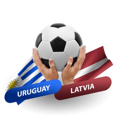 Soccer football competition match, national teams uruguay vs latvia