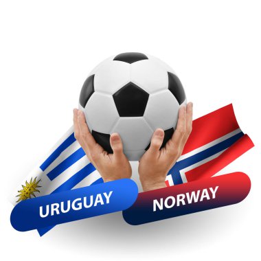 Soccer football competition match, national teams uruguay vs norway