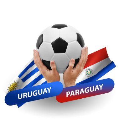 Soccer football competition match, national teams uruguay vs paraguay