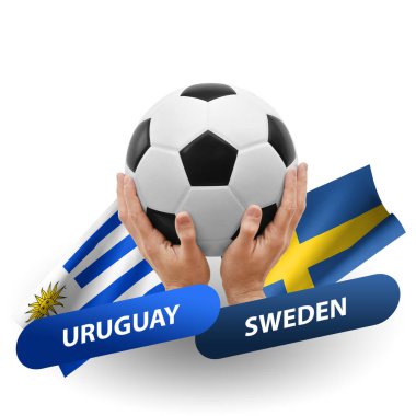 Soccer football competition match, national teams uruguay vs sweden