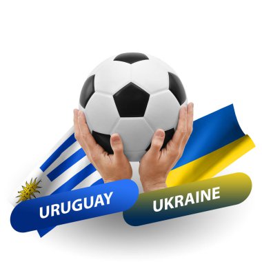 Soccer football competition match, national teams uruguay vs ukraine